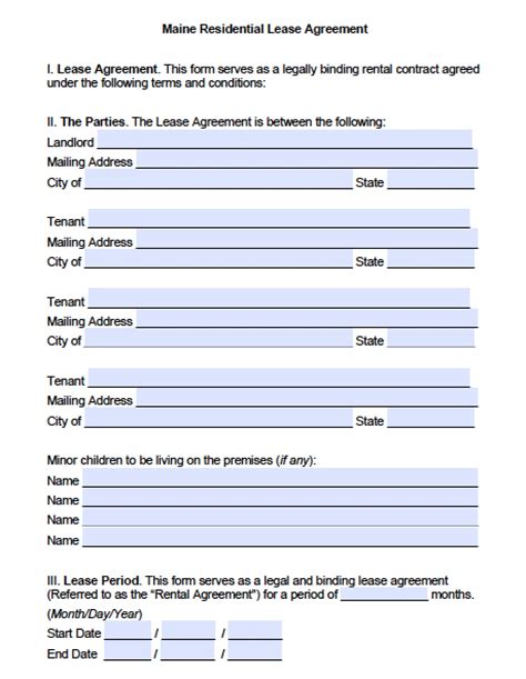 rental agreement form maine|Maine Rental Lease Agreement Templates (6)